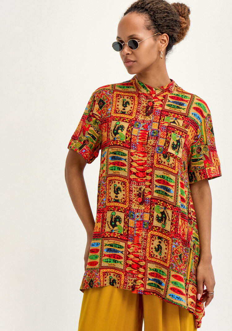 Блуза хлопковая с этническим рисунком шир.  750, рис. 9