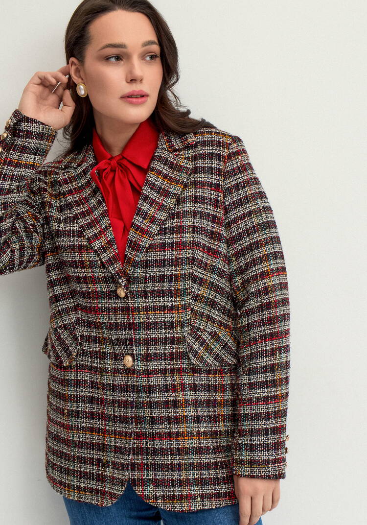 Пиджак из твида в клетку на подкладе шир.  750, рис. 33