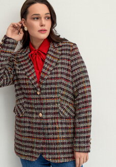 Пиджак из твида в клетку на подкладе