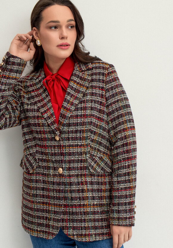 Пиджак из твида в клетку на подкладе шир.  580, рис. 33