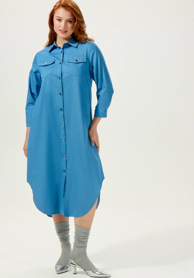 Платье-рубашка А-силуэта на кнопках шир.  750, рис. 12