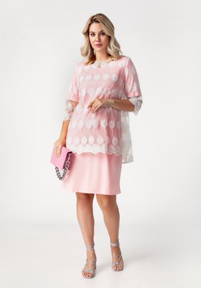 Платье двойка с гипюровой накидкой