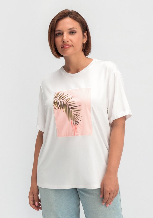 Футболка с принтом-аппликацией шир.  580, рис. 6