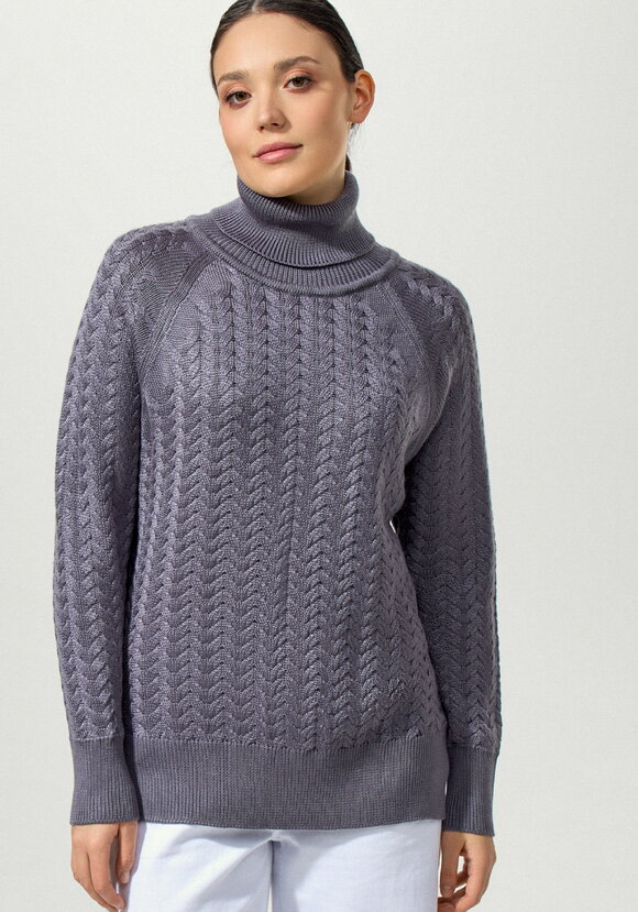 Свитер вязаный с косами и высоким горлом шир.  580, рис. 10