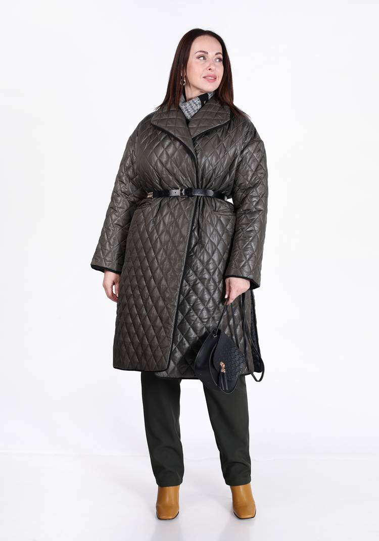 Пальто стеганое свободного кроя с поясом шир.  750, рис. 7