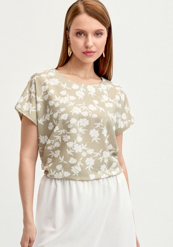 Блуза с коротким рукавом изо льна шир.  580, рис. 8