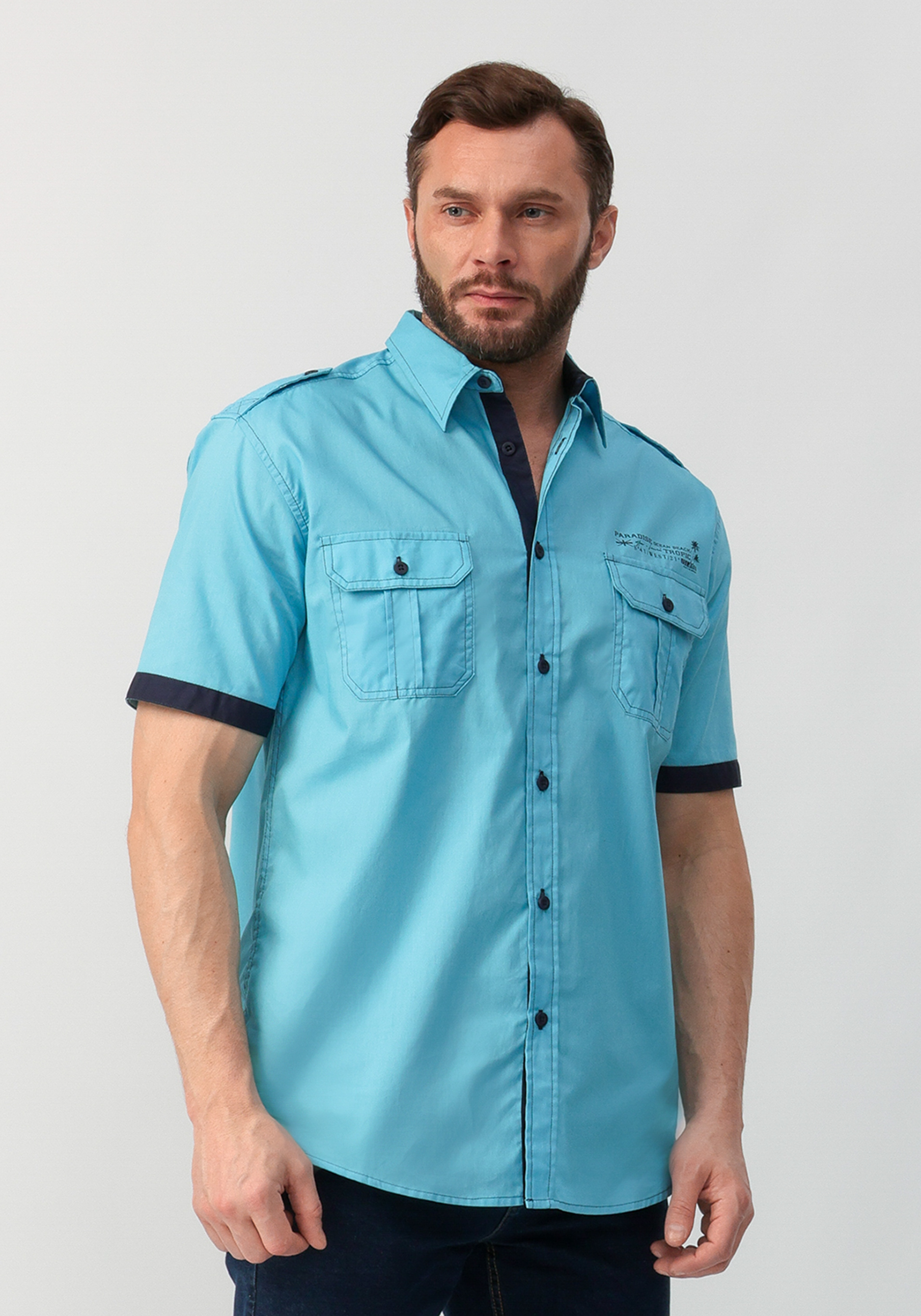 Рубашка с коротким рукавом "Адам" ATLAS FOR MEN, цвет голубой, размер 54-56