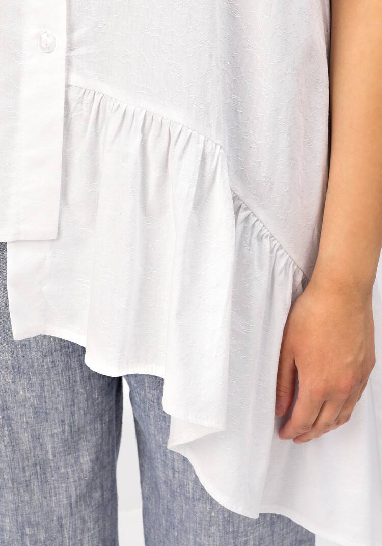 Блуза оригинального кроя с воланом шир.  750, рис. 7