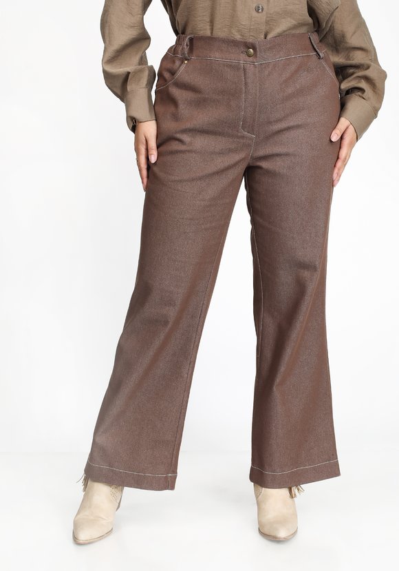 Брюки расклешенные из джинсовой ткани шир.  580, рис. 1