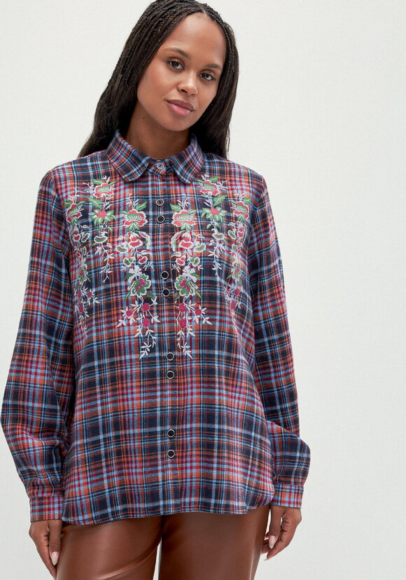 Рубашка в клетку с принтом шир.  580, рис. 12