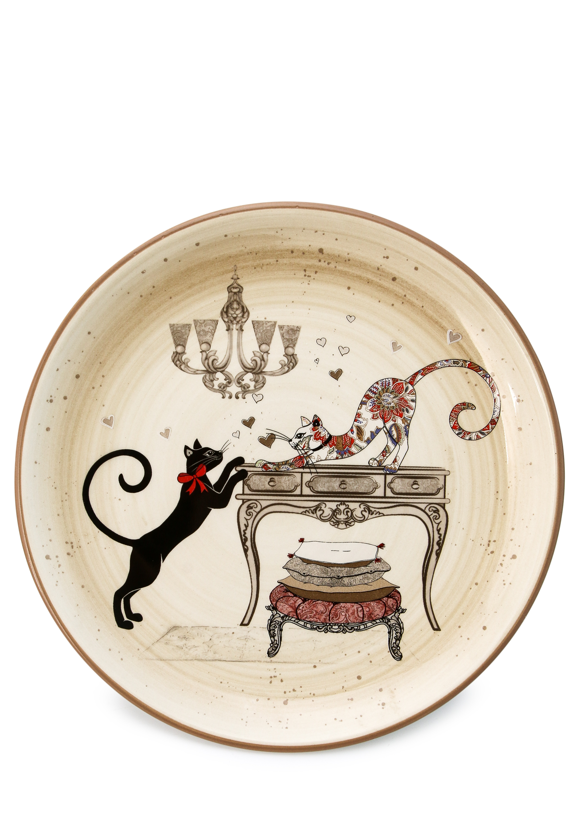 Тарелка сервировочная Влюбленные коты сервировочная тарелка из сланца 22х14см