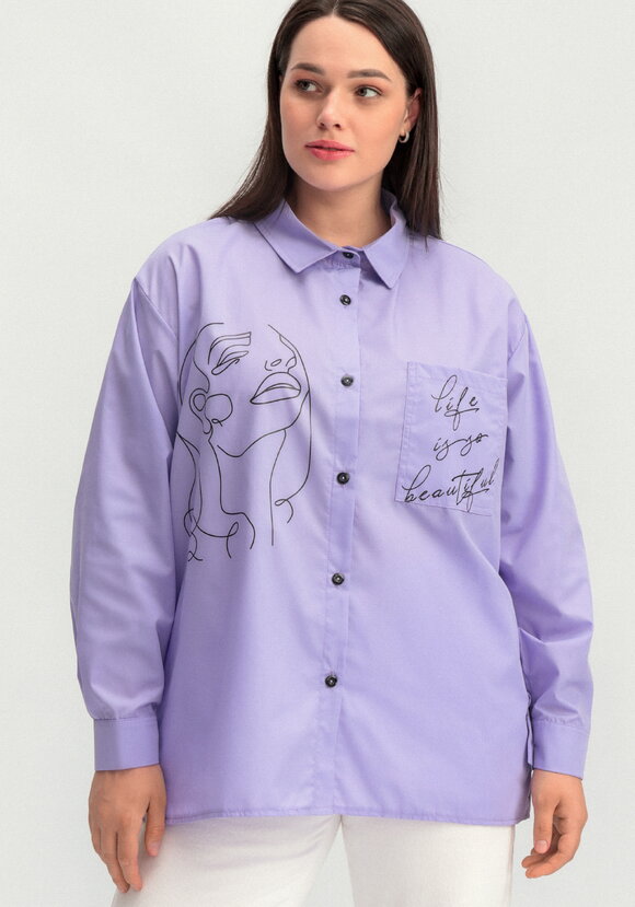 Рубашка с принтом на передней полочке шир.  580, рис. 16