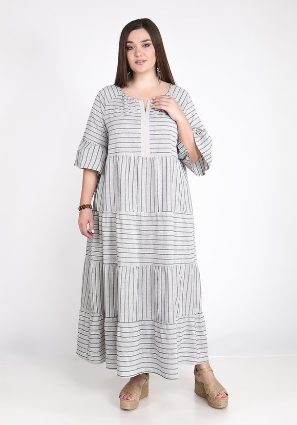 Платье в полоску с воланами шир.  580, рис. 2