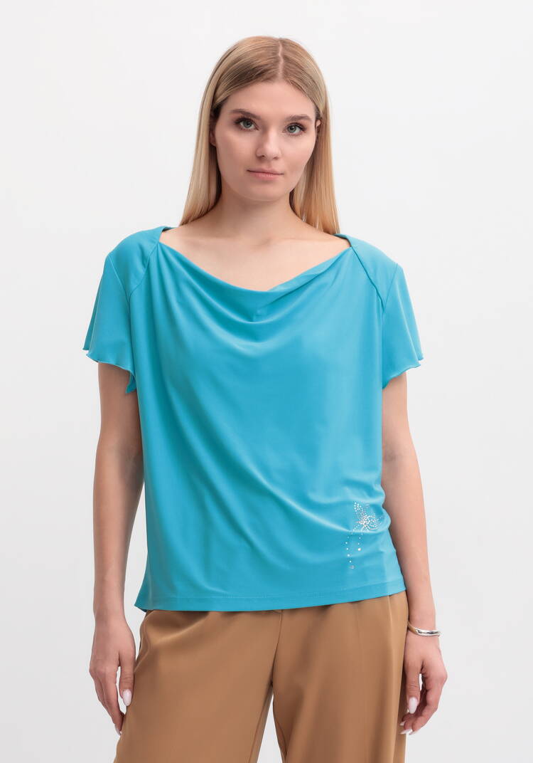 Блуза с оригинальным рукавом и стразами шир.  750, рис. 4