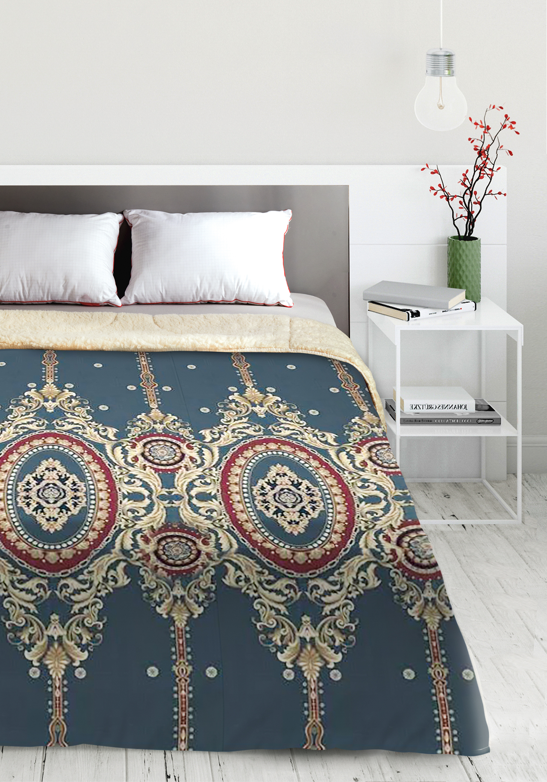 

Двухстороннее покрывало-одеяло"Узоры Версаля", Синий