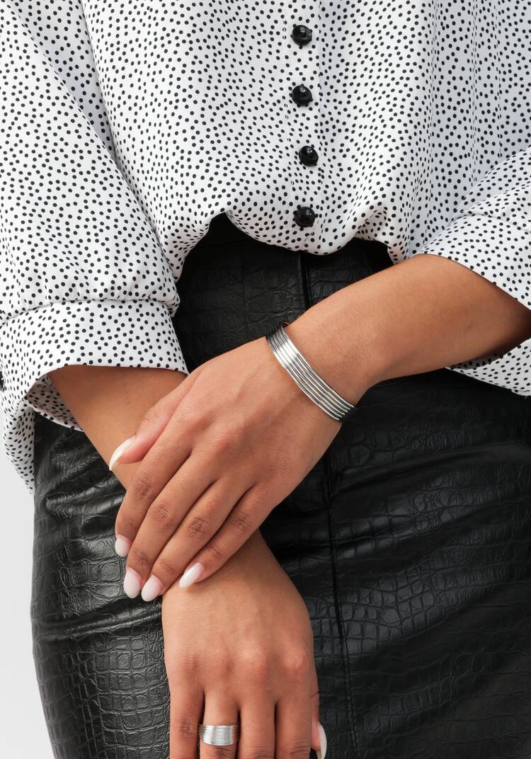 Блуза в горох с декоративными пуговицами шир.  750, рис. 5