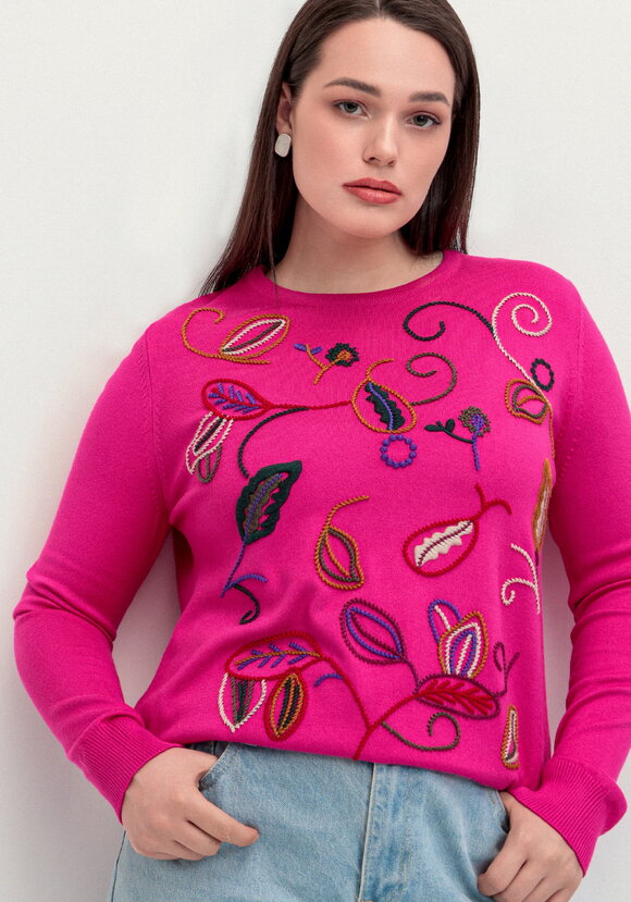 Джемпер с яркой абстрактной вышивкой шир.  580, рис. 13