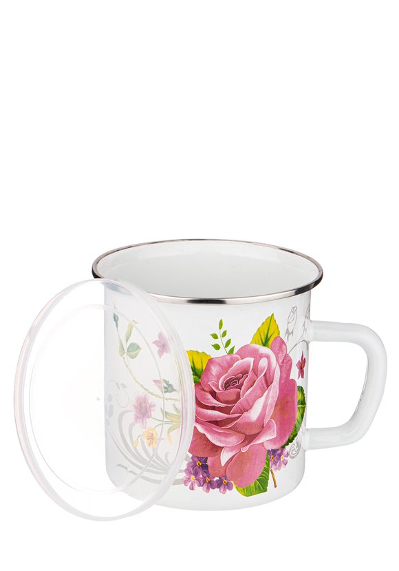 Кружка эмалированная с пластиковой крышкой шир.  580, рис. 10