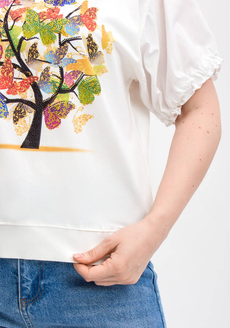 Блуза с ярким принтом и коротким рукавом шир.  750, рис. 23