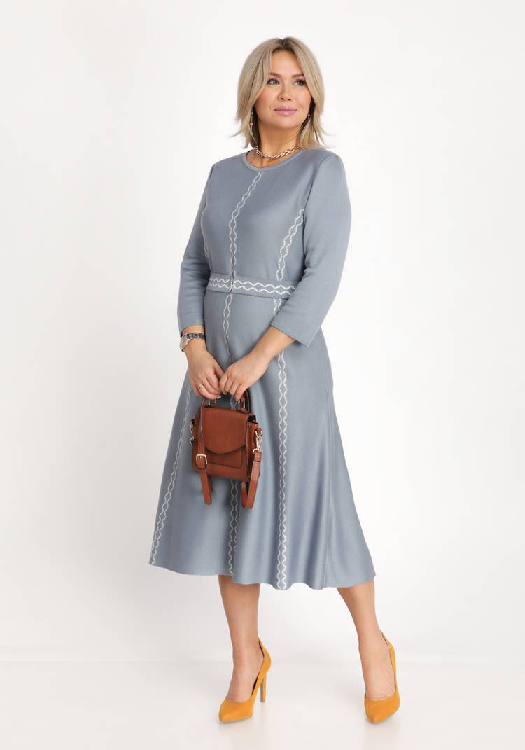 Платье А-силуэта с поясом в комплекте шир.  750, рис. 6