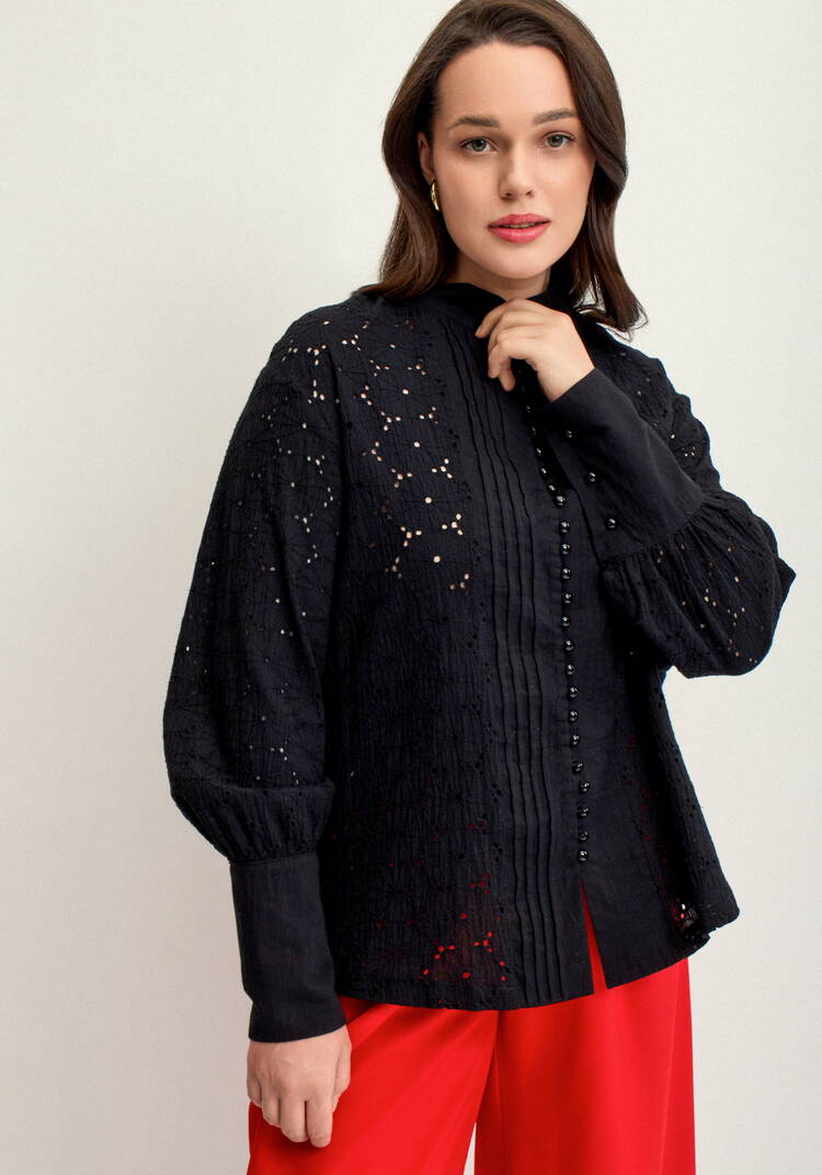 Блуза из шитья с жемчужными пуговицами шир.  750, рис. 15