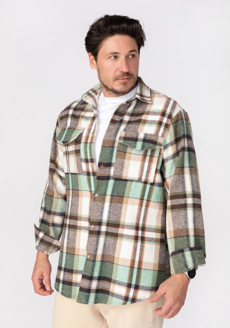 Рубашка мужская в крупную клетку шир.  750, рис. 6