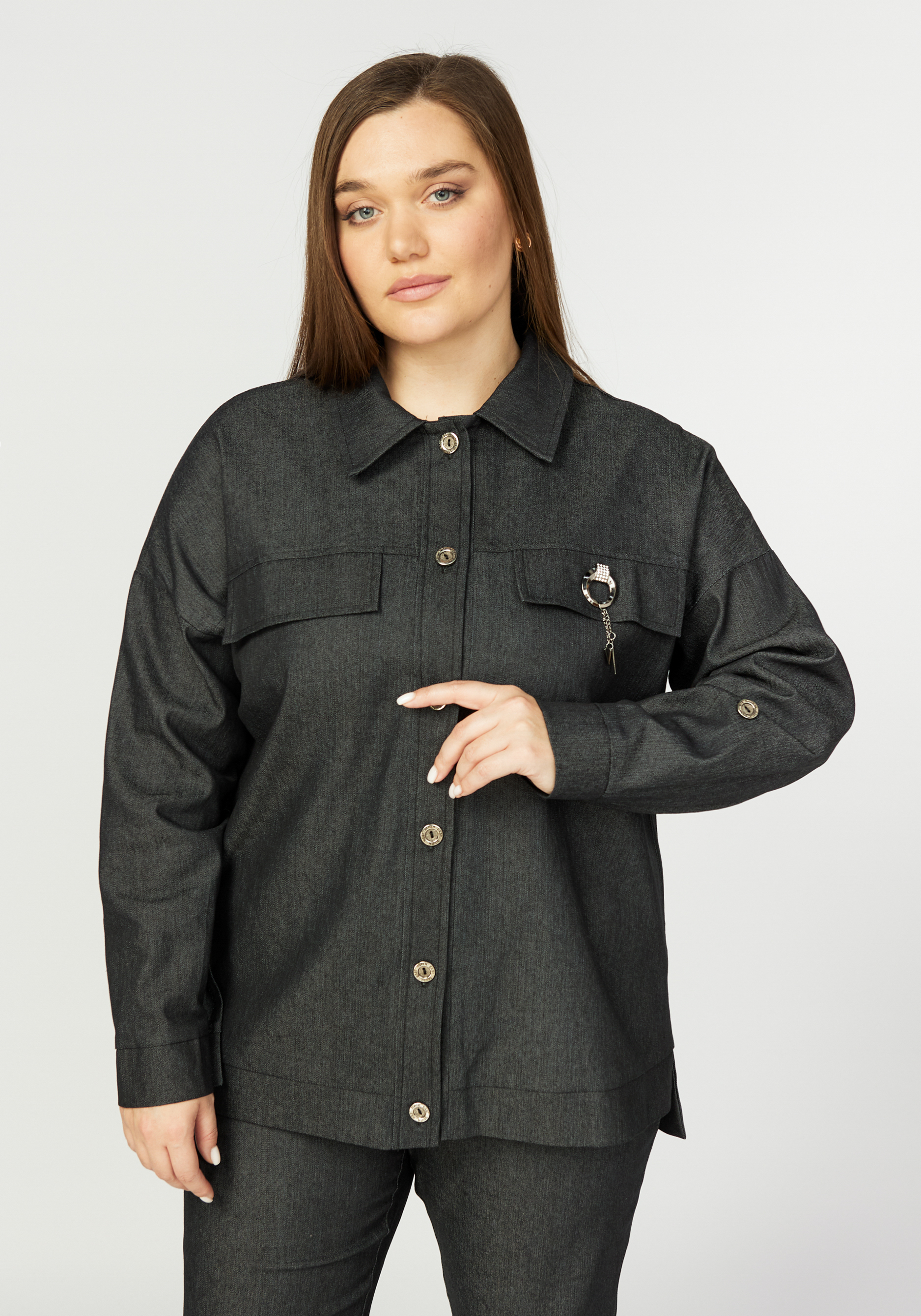 

Жакет джинсовый с отложным воротником, Черный