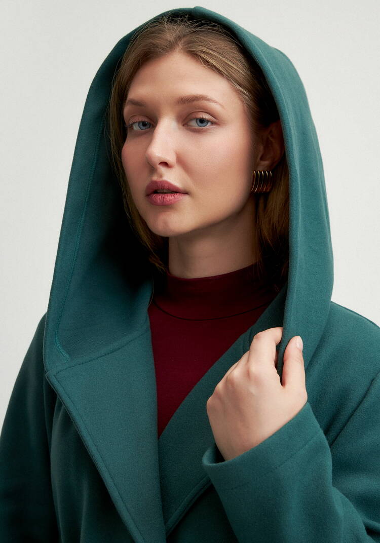 Пальто удлиненное на запах с разрезами шир.  750, рис. 44