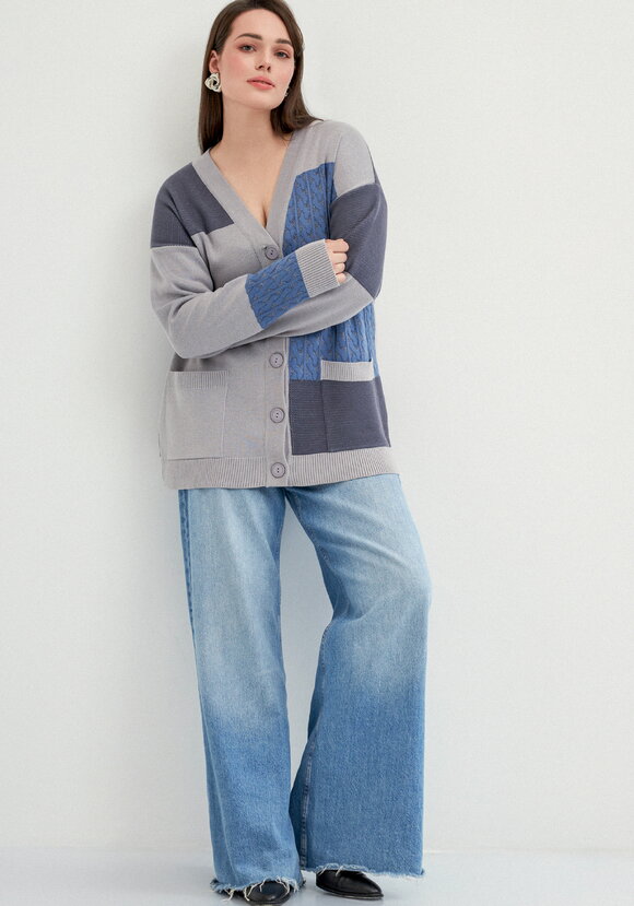 Кардиган с разноцветными вставками шир.  580, рис. 11