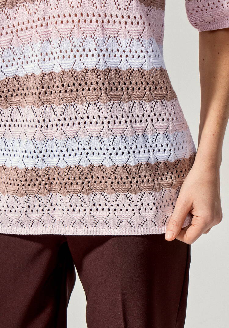 Джемпер-поло ажурный в полоску шир.  750, рис. 7