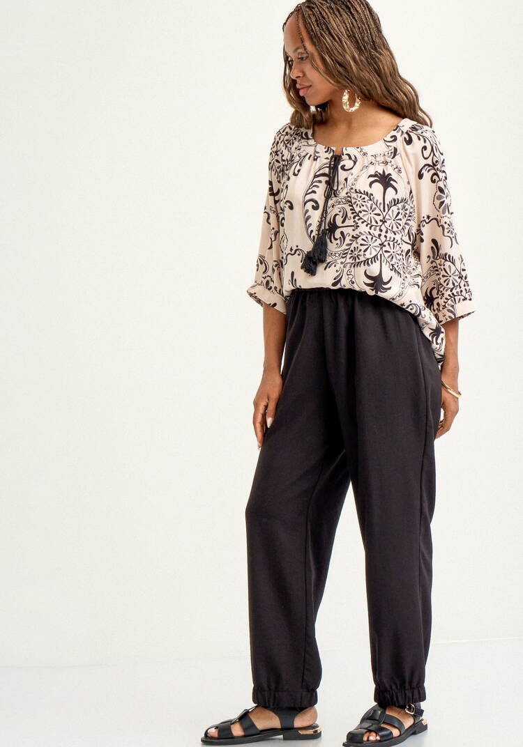 Брюки льняные на резинке по поясу и низу шир.  750, рис. 8