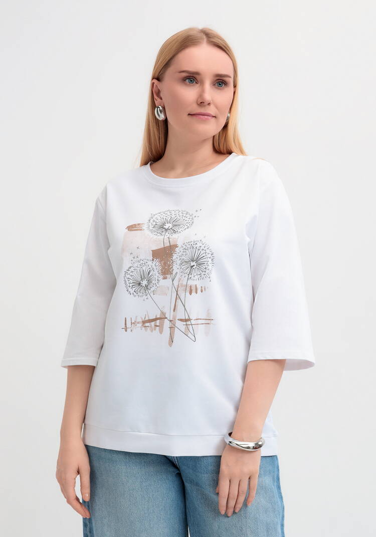 Блуза с длинным рукавом и цветочным рисунком шир.  750, рис. 4