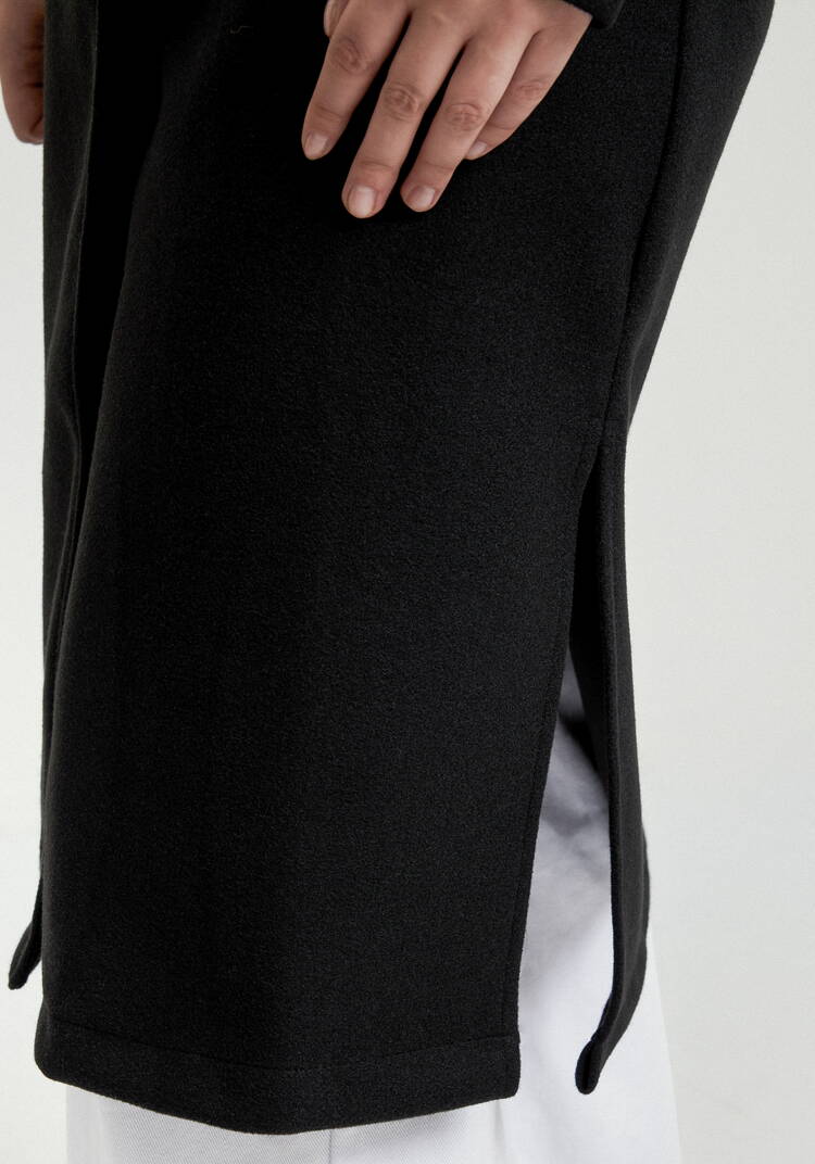 Пальто удлиненное на запах с разрезами шир.  750, рис. 29