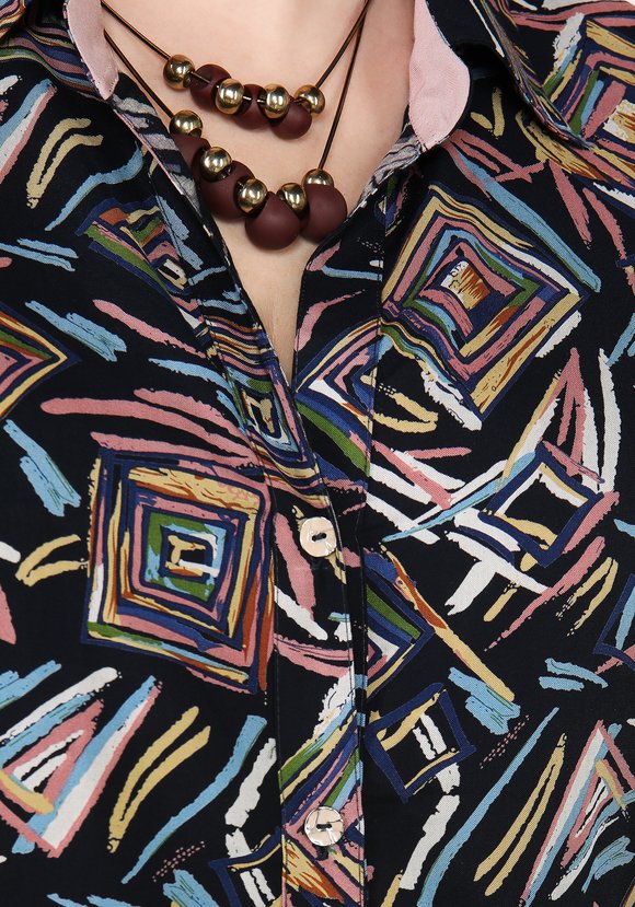 Блуза свободного кроя с принтом РОМБЫ шир.  580, рис. 5