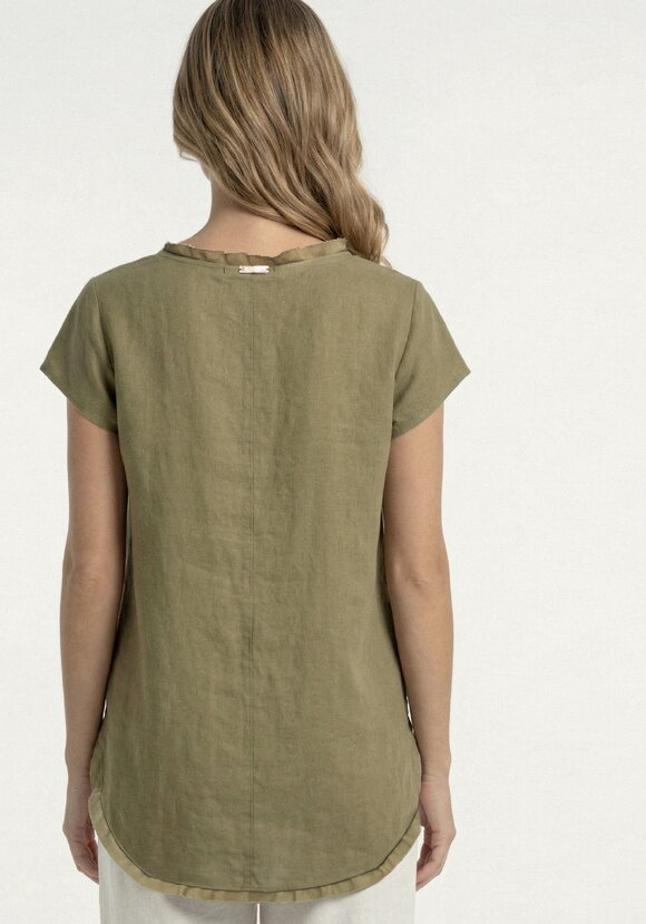 Топ изо льна с коротким рукавом и бахромой шир.  580, рис. 7