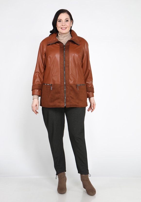 Куртка из экокожи на молнии шир.  580, рис. 9