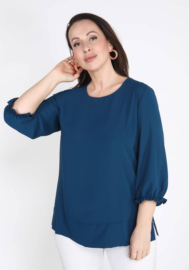 Блуза однотонная с рукавом на резинке шир.  750, рис. 5