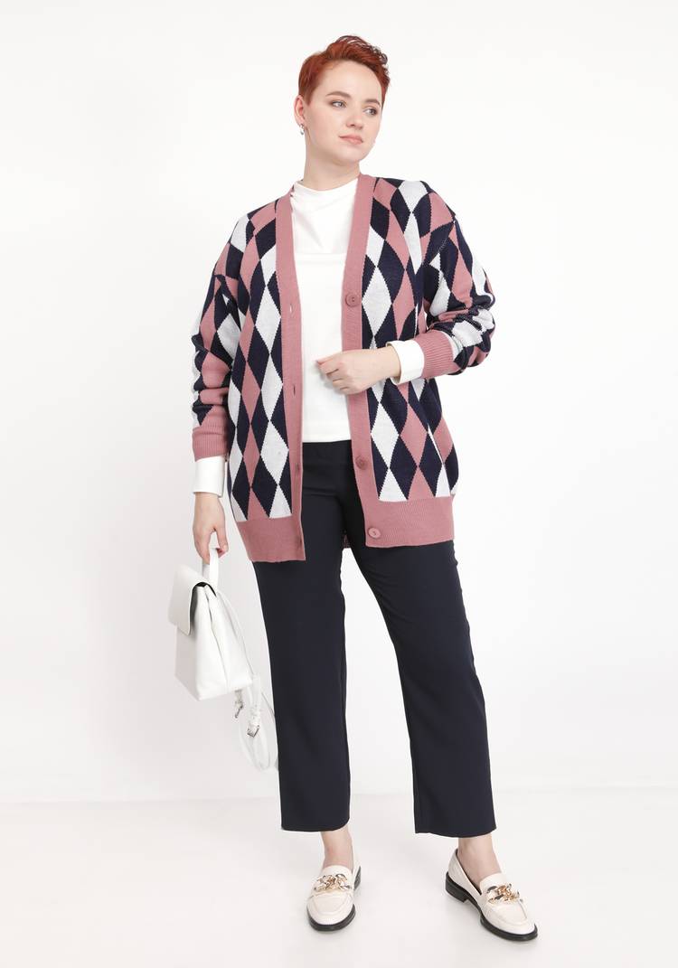 Кардиган вязаный с рисунком ромб шир.  750, рис. 7