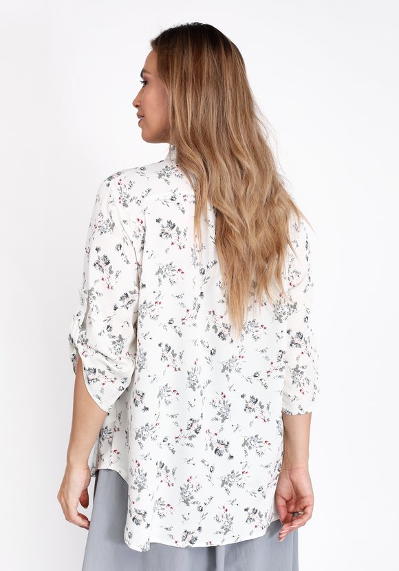 Рубашка на пуговицах с цветочным принтом шир.  580, рис. 11