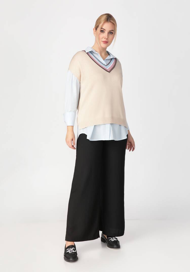 Жилет женский с яркими полосами по V вырезу шир.  750, рис. 12