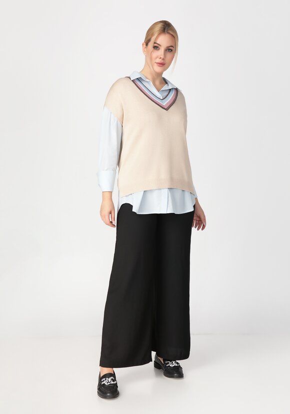 Жилет женский с яркими полосами по V вырезу шир.  580, рис. 12