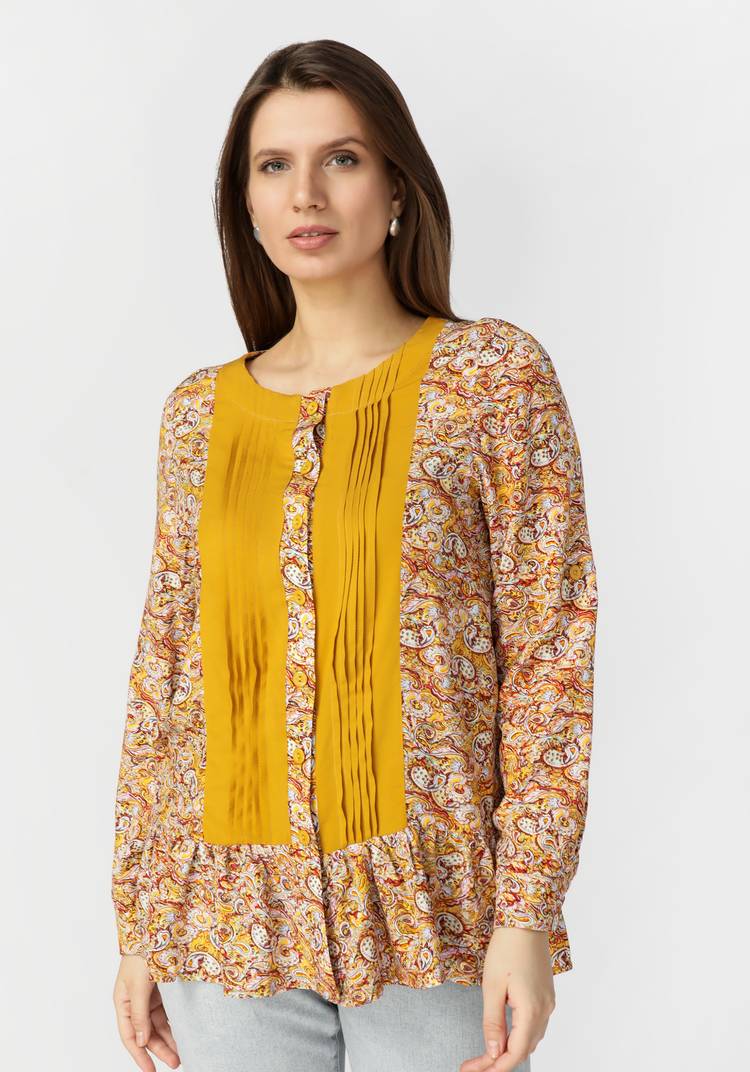 Блуза комбинированная с принтом Пэйсли шир.  750, рис. 1