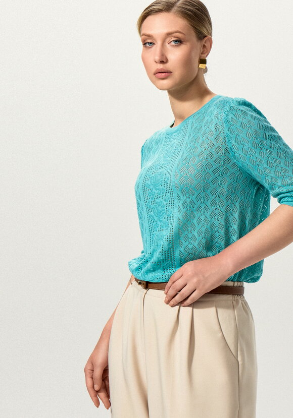 Джемпер с ажурным рисунком и защипами шир.  580, рис. 8