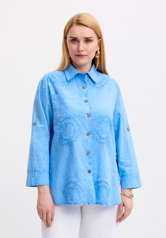 Блуза с фактурным рисунком из хлопка шир.  580, рис. 16