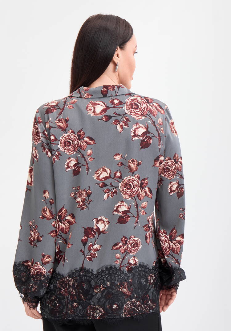 Блуза с кружевом и цветочным принтом шир.  750, рис. 3