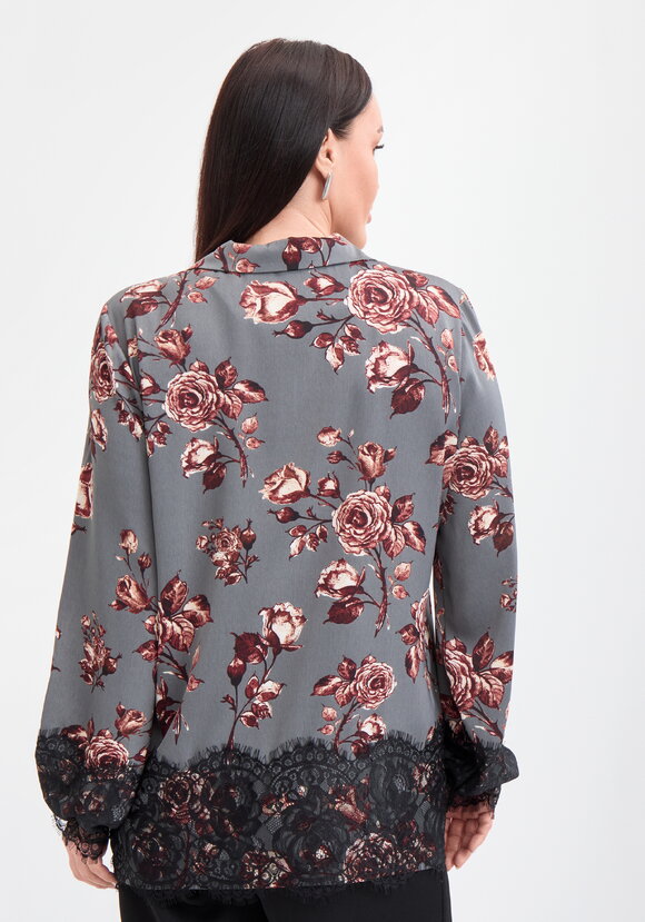 Блуза с кружевом и цветочным принтом шир.  580, рис. 3