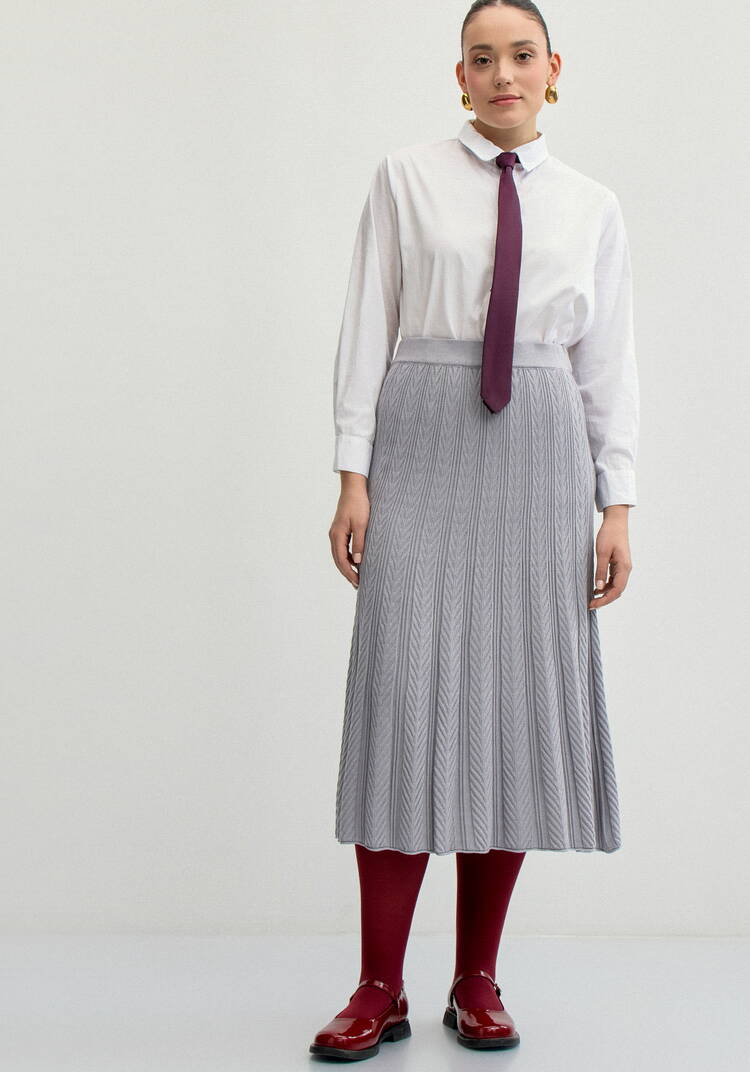 Юбка миди фактурная на широком поясе шир.  750, рис. 7