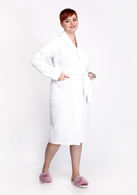 Халат вафельный в крупную клетку шир.  580, рис. 1