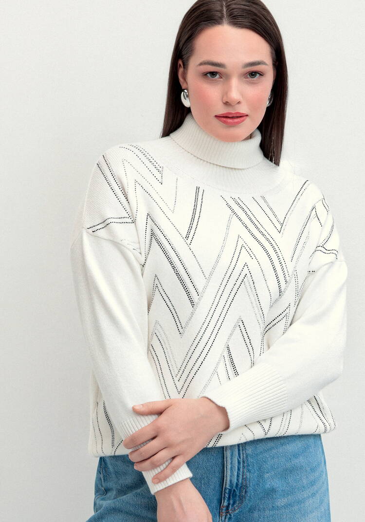 Свитер с геометрическим рисунком из страз шир.  750, рис. 18