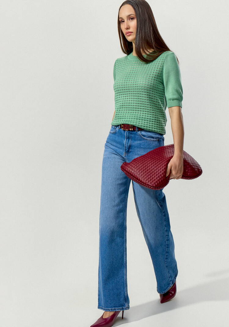 Джемпер с передней полочкой ажурной вязки шир.  750, рис. 15